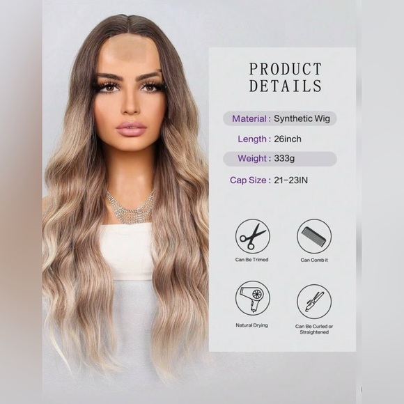 Front  Lace Closure Balayage Blonde Wig 26 Inch long Natural look - Picture 9 of 10